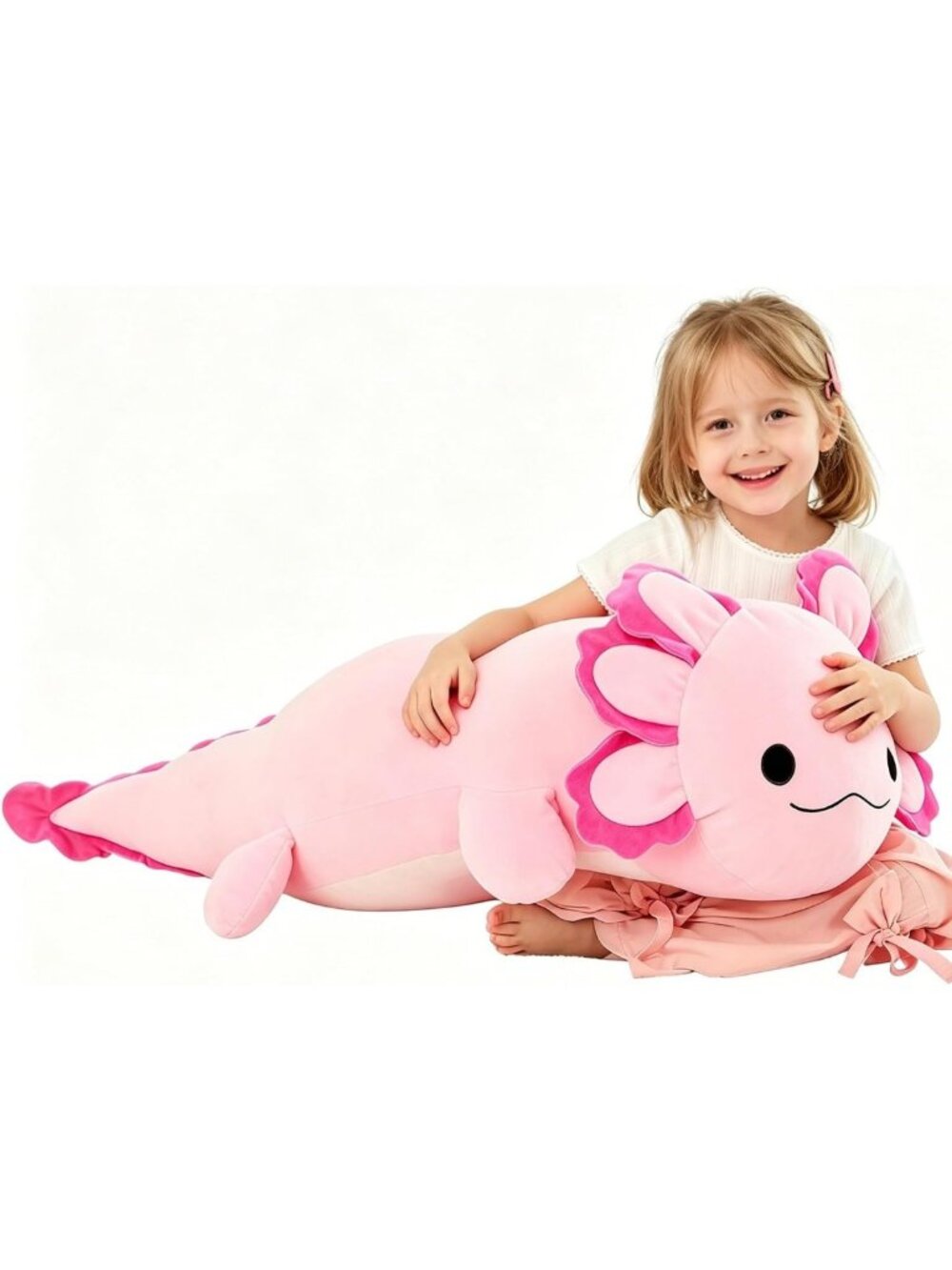 Giant 39" Pink Axolotl Plush Pillow | Soft Stuffed Animal for Kids & Decor